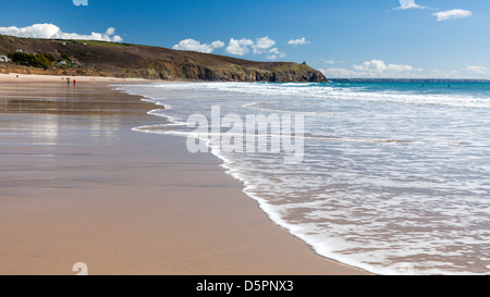 Waves on the beach at Praa Sands Cornwall England Stock Photo