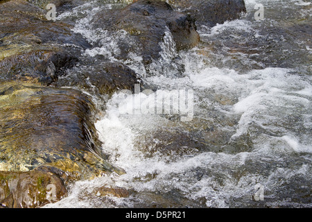 Small waterfall in rocky stream Stock Photo