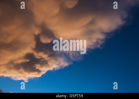 Cumulus mammatus at sunset Stock Photo