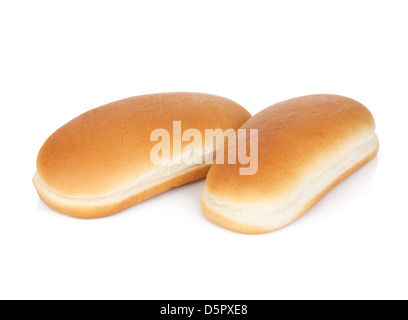 Two hot dog buns. Isolated on white background Stock Photo