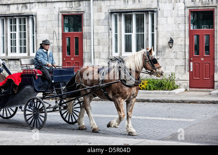 Horse-drawn carriage, Old Quebec, Quebec City, Quebec, Canada Stock Photo