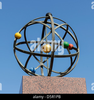 An Orrery Memorial sculpture to Joseph Wright in Iron Gate Derby UK Stock Photo