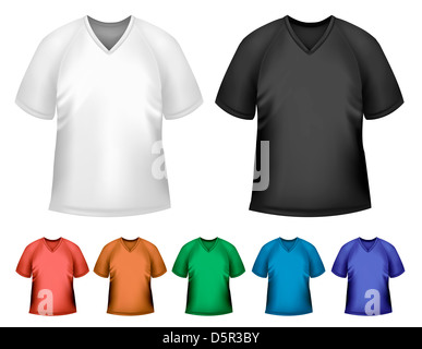 Black and white and color men polo t-shirts. Design template. Vector  Stock Photo