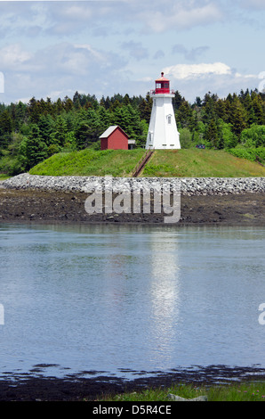 The Mulholland Light on Campobello Island, New Brunswick, viewed from Lubec, Maine. Stock Photo