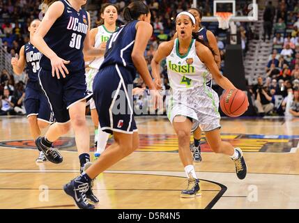 April 7, 2013 - New Orleans, LA, U.S - April 07, 2013..Notre Dame guard Skylar Diggins #4 during womens final four basketball tournament at New Orleans Arena in New Orleans, LA. Uconn defeat Notre Dame 83-65 to advance to the final of the championship. Stock Photo