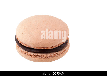 Peanut butter and chocolate flavoured macaron Stock Photo