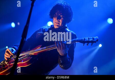 Berlin, Germany. 7th April 2013. Singer and guitarist Peter Hayes of the US rock band Black Rebel Motorcycle Club performs at the C-Halle in Berlin, Germany, 07 April 2013. The band presents their new album 'Specter at the Feast'. Photo: Britta Pedersen/dpa/Alamy Live News Stock Photo