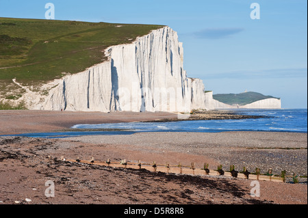 Landscape of Seven Sisters cliffs in South Downs National Park on English coast Stock Photo