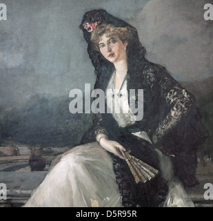 Victoria Eugenie of Battenberg (1887-1969), Queen consort of King Alfonso XIII of Spain. Portrait by Joaquin Sorolla - Stock Photo