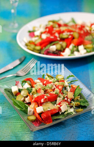Salad of roasted peppers. Recipe available. Stock Photo