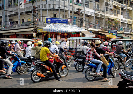 traffic jam in Phnom Penh Stock Photo