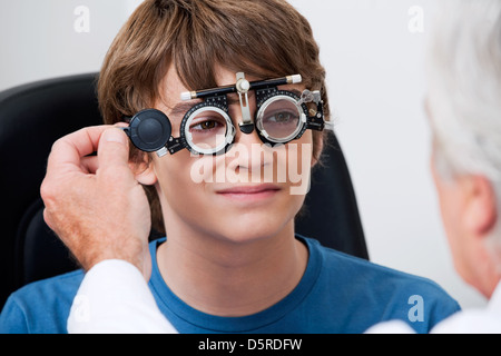 Eye Test Through Trial Frames Stock Photo