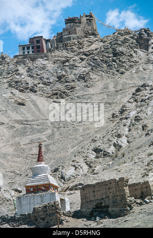 Leh Palace high up, overlooking the town of Leh, Ladakh, India Stock Photo