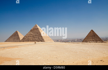 The Great Pyramid complex of Giza in Egypt Stock Photo