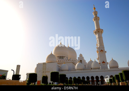 Sheikh Zayed Grand Mosque during sunset, Abu Dhabi, UAE Stock Photo