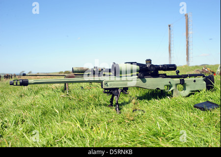 British Sniper with AI L115A3 sniper rifle, Stock Photo