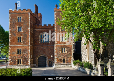 Lambeth Palace London Morton's Tower a landmark red brick Tudor gatehouse forming the entrance to Lambeth Palace London UK Stock Photo