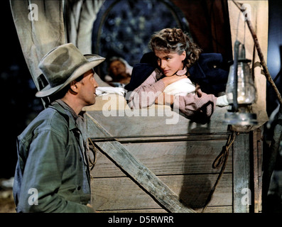 JAMES STEWART, JULIE ADAMS, BEND OF THE RIVER, 1952 Stock Photo