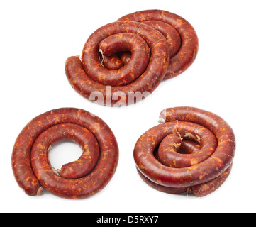 Raw sausage isolated on a white background Stock Photo