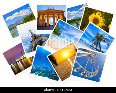 Traveling photos collage isolated on white background Stock Photo