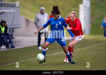 Sara Gama (ITA), Carina Wenninger (AUT), APRIL 7, 2013 - Football / Soccer : International Friendly match between Austria 1-3 Italy at Jacques Lemans Arena Stadium in Sankt Veit an der Glan, Austria. (Photo by Maurizio Borsari/AFLO) Stock Photo