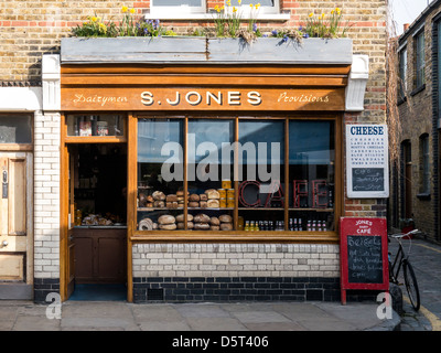 LONDON, UK - APRIL 07, 2013:  Exterior view of 'Jones Dairy Shop in Ezra Street off Columbia Road Stock Photo