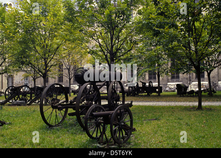 17th and 18th century cannons at the courtyard of Les Invalides  formally the Hotel national des Invalides in the 7th arrondissement of Paris, France Stock Photo