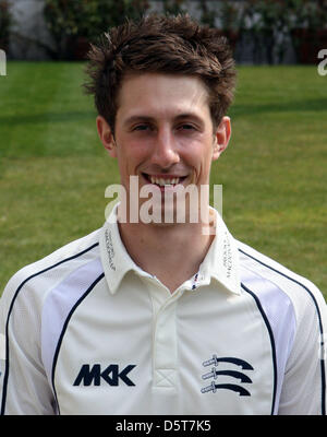 08.04.2013 London, England. John Simpson of Middlesex County Cricket  in LV County Championship Kit  during the Middlesex Media day from Lords. Stock Photo