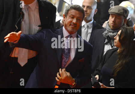 US actor Sylvester Stallone arrives for the premiere of the musical 'Rocky' at TUI opera house in Hamburg, Germany, 18 November 2012.  Photo: MARCUS BRANDT Stock Photo