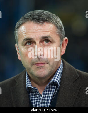 Wolfsburg's new manager Klaus Allofs seen before the German Bundesliga match between TSG 1899 Hoffenheim and VfL Wolfsburg at Rhein-Neckar-Arena in Sinsheim, Germany, 18 November 2012. Photo: UWE ANSPACH  (ATTENTION: EMBARGO CONDITIONS! The DFL permits the further utilisation of up to 15 pictures only (no sequntial pictures or video-similar series of pictures allowed) via the inter Stock Photo