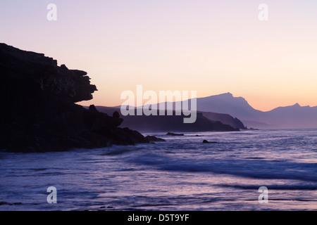 View from Playa de la Pared to the island of Jandia, La Pared, Fuerteventura, Canary Islands, Spain Stock Photo