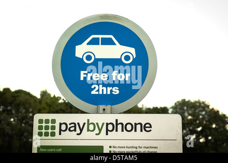 PAY BY PHONE instructions at a motorway car park in England UK EU Stock Photo