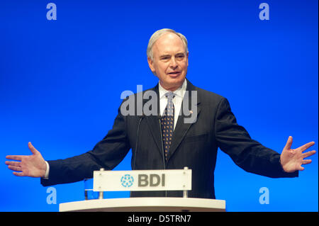 BDI President Hans-Peter Keitel delivers a speech during the general meeting of Federation of German Industries (BDI) in Berlin, Germany, 25 September 2012. Photo: MAURIZIO GAMBARINI Stock Photo