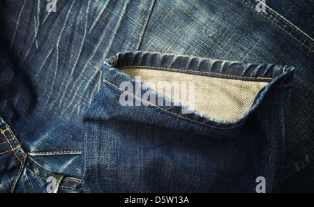 Blue jeans trousers detail. Blue denim texture. Stock Photo