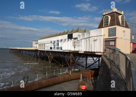 The Wales Coastal Path in North Wales. Dilapidated view of Colwyn Bay’s Victoria Pier. Stock Photo