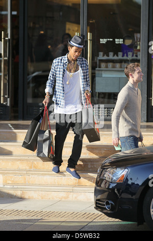 Rapper Wiz Khalifa shopping at Barney's New York in Beverly Hills on Valentine's Day Los Angeles, California - 14.02.12 Stock Photo