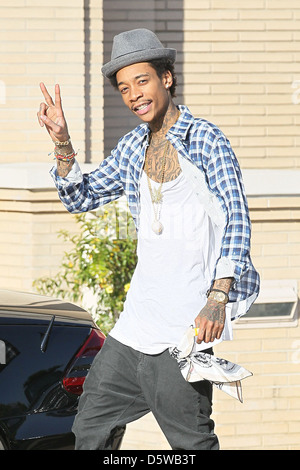 Rapper Wiz Khalifa shopping at Barney's New York in Beverly Hills on Valentine's Day Los Angeles, California - 14.02.12 Stock Photo