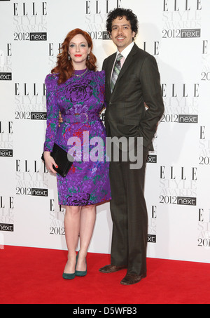 Christina Hendricks and husband Geoffrey Arend The ELLE Style Awards 2012 held at The Savoy - Arrivals London, England - Stock Photo