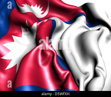 Flag of Nepal. Close Up. Stock Photo