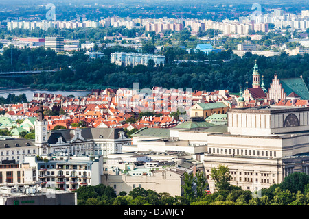 View over Old Town, Stare Miasto and the borough of Praga on the east bank of the river Vistula in Warsaw, Poland. Stock Photo
