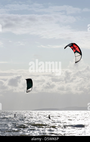 Kitesurfers off West Shore, Llandudno, North Wales, UK Stock Photo