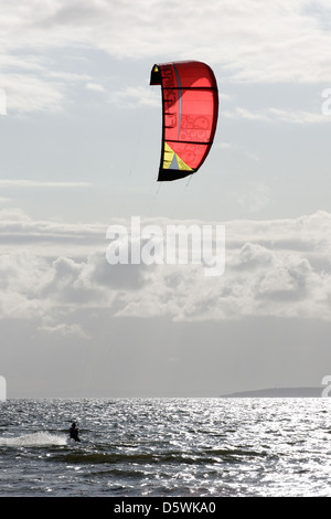 Kitesurfer off West Shore, Llandudno, North Wales, UK Stock Photo