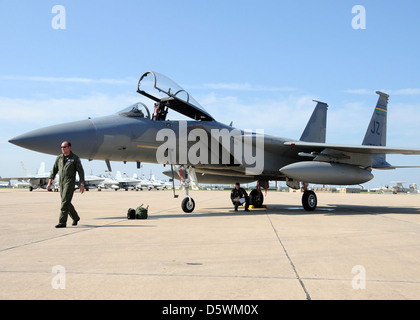 Boeing McDonnell Douglas F-15E 'Strike Eagles' of the LA-ANG Stock Photo