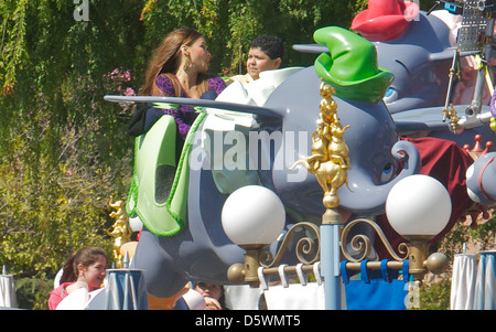 Sofia Vergara Rico Rodriguez The cast of 'Modern Family' film on location at Disneyland Anaheim California Stock Photo