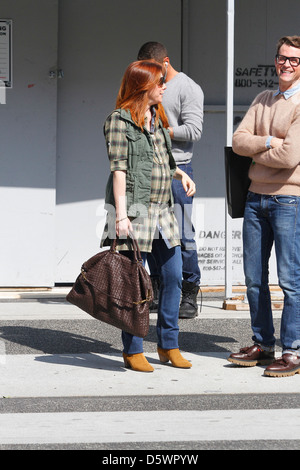 Alyson Hannigan very pregnant seen out and about in Beverly Hills Los Angeles, California - 01.03.12 Stock Photo