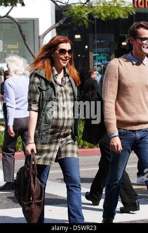 Alyson Hannigan very pregnant seen out and about in Beverly Hills Los Angeles California Stock Photo