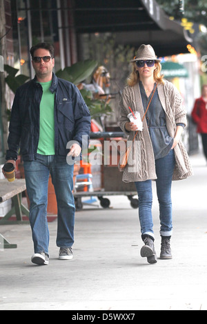 Elizabeth Banks and her husband Max Handelman out picking up coffee in West Hollywood Los Angeles, California - 07.02.12 Stock Photo