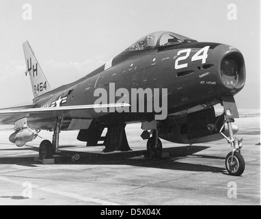 North American FJ-4B 'Fury' from Utron Seven (VU-7) is at NAAS Brown Field, CA. Stock Photo