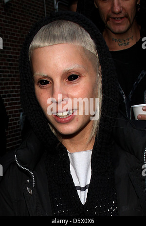 Yolandi Visser of Die Antwoord Celebrities outside of the Ed Sullivan Theater for 'The Late Show with David Letterman' New York Stock Photo