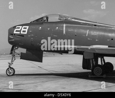 North American FJ-4 'Fury' from Utron Seven (VU-7) at NAAS Brown Field, CA. Stock Photo